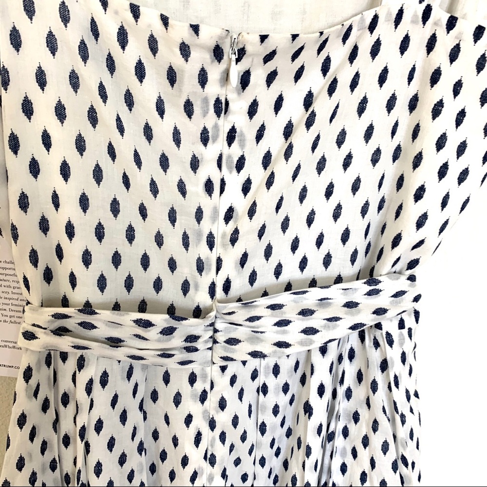 Ivanka Trump White Midi Dress with Navy Dot Print - Picture 2 of 2